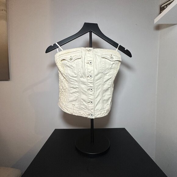 Guess Strapless Denim Corset Top – Size S - Picture 3 of 8